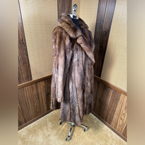 VINTAGE BERGDORF GOODMAN FULL LENGTH RUSSIAN SABLE FUR COAT JACKET SMALL - Picture 3 of 12
